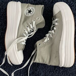 Converse High Top Platform Sneakers in Sage Green and White